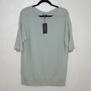 Lafayette 148 New York 100% Cashmere peppermint SS top sweater size Medium NWT